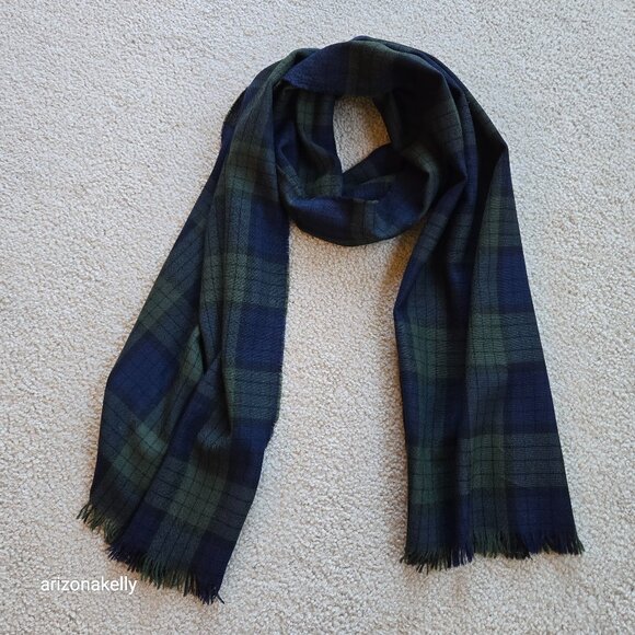 Drake's Other - Drake's Merino Wool Blackwatch Plaid Woven Scarf